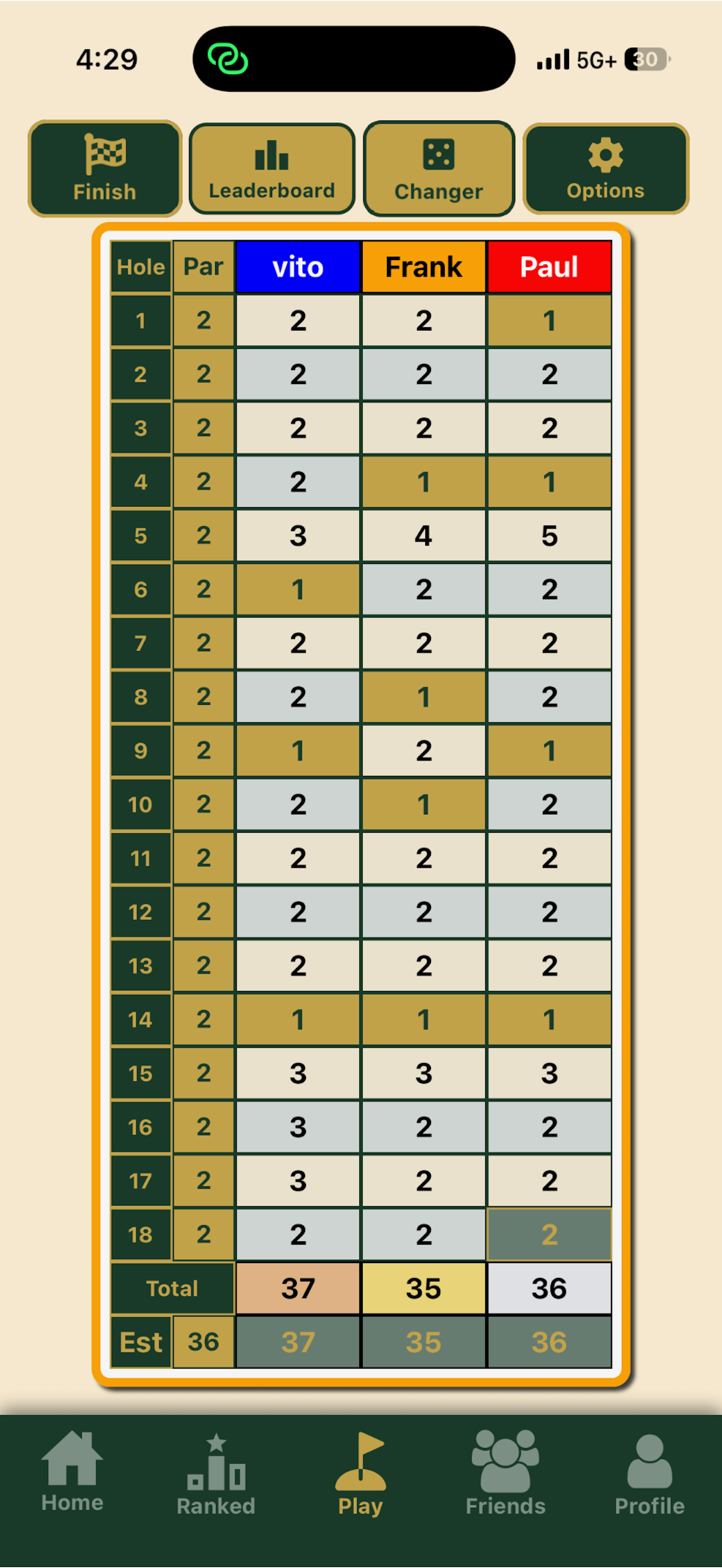 TallyHo Golf game screen